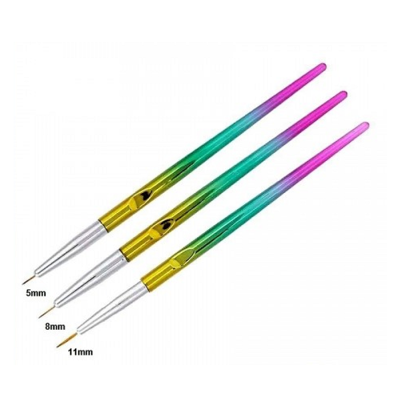 ΠΙΝΕΛA ΣΧΕΔΙΑΣΜΟΥ / NAIL ART BRUSHES RAINBOW 5/8/11 - 3TMX (N.103)