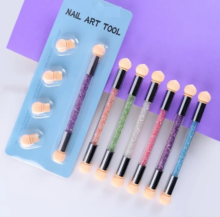 ΠΙΝΕΛΟ ΜΕ ΣΦΟΥΓΓΑΡΑΚΙ ΔΙΠΛΗΣ ΟΨΗΣ ΓΙΑ OMBRE Nail Art Tool  (N.85)