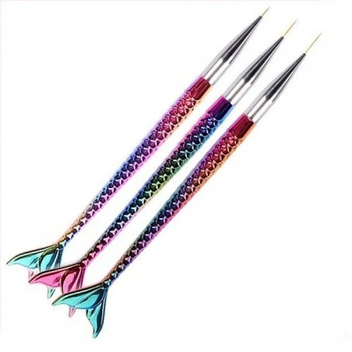 ΣΕΤ ΠΙΝΕΛΑ ΣΧΕΔΙΑΣΜΟΥ |NAIL BRUSHES NAIL ART MERMAID RAINBOW SET OF 3 PIECES